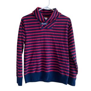 J Crew Crewcuts Striped Navy Red Pullover Sweatshirt Boy 14 Preppy Comfy Classic